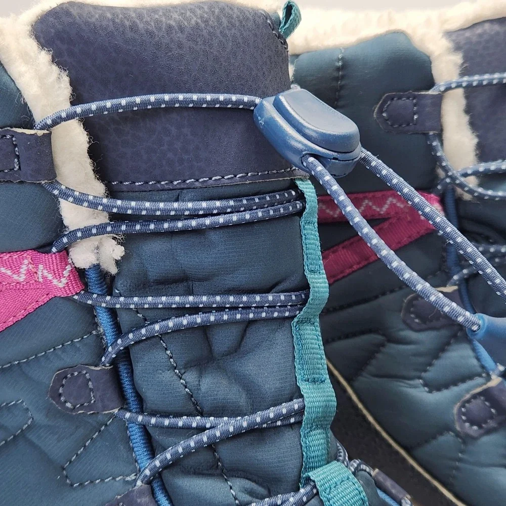 Merrell Boots Girls Size 6 Blue Waterproof Insulated Fur Winter Snow MK166125